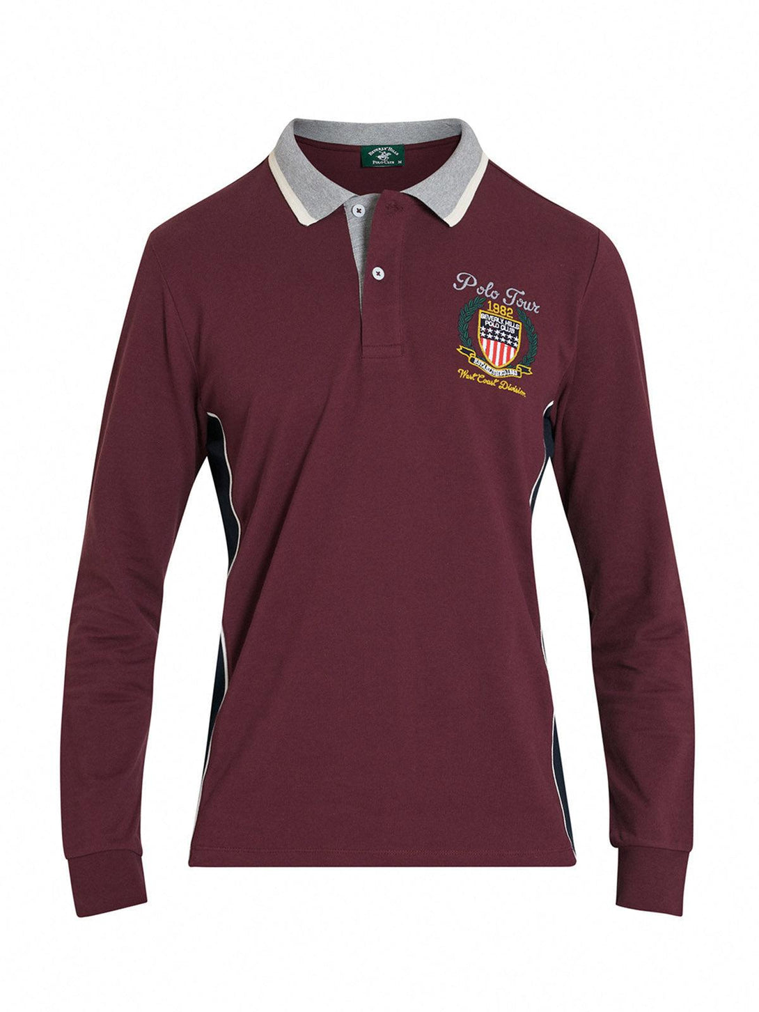 Beverly Hills Polo Club UK-POLO TOUR LS POLO SHIRT BORDEAUX