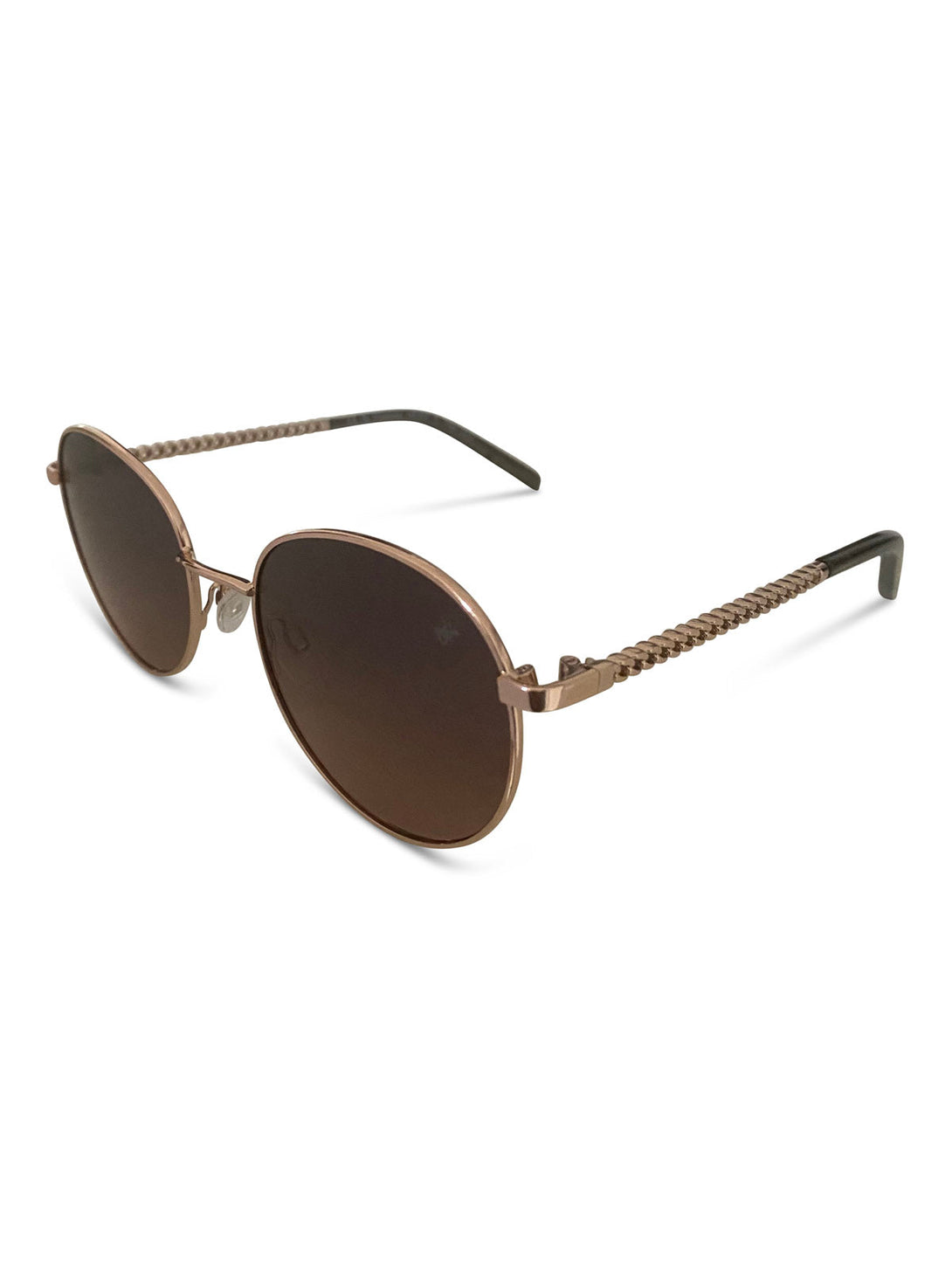 Beverly Hills Polo Club UK-ROUNDED CHAINLINK POLARISED SUNGLASSES ROSE GOLD GRADIENT GREY RED