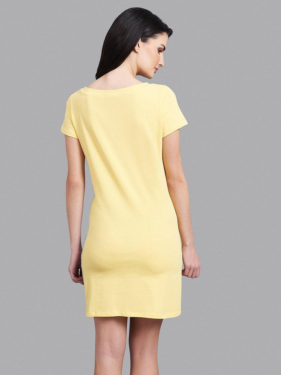 Beverly Hills Polo Club UK-SCOOP NECK BHPC SIDE TAPE DRESS YELLOW