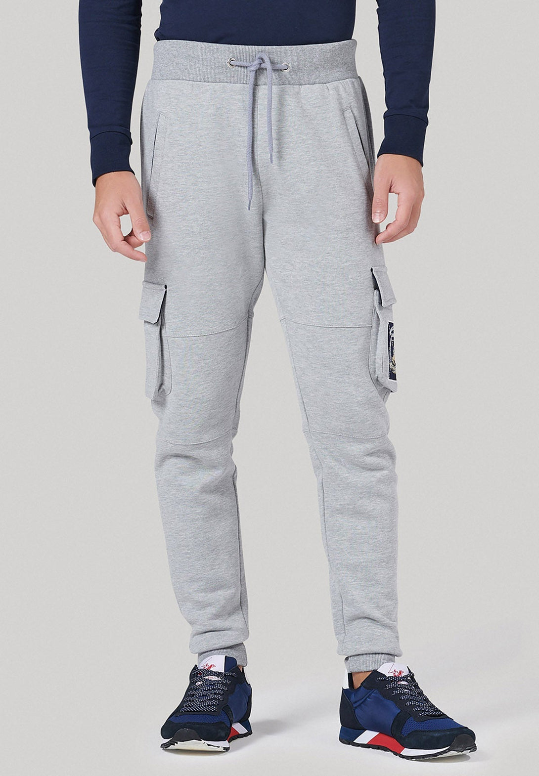 Beverly Hills Polo Club UK-SEAMED COMBAT POCKET JOGGERS GREY MELANGE