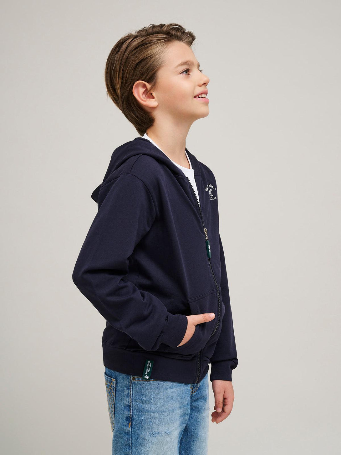 Beverly Hills Polo Club UK-SIGNATURE POLO PONY ZIP HOODIE NAVY