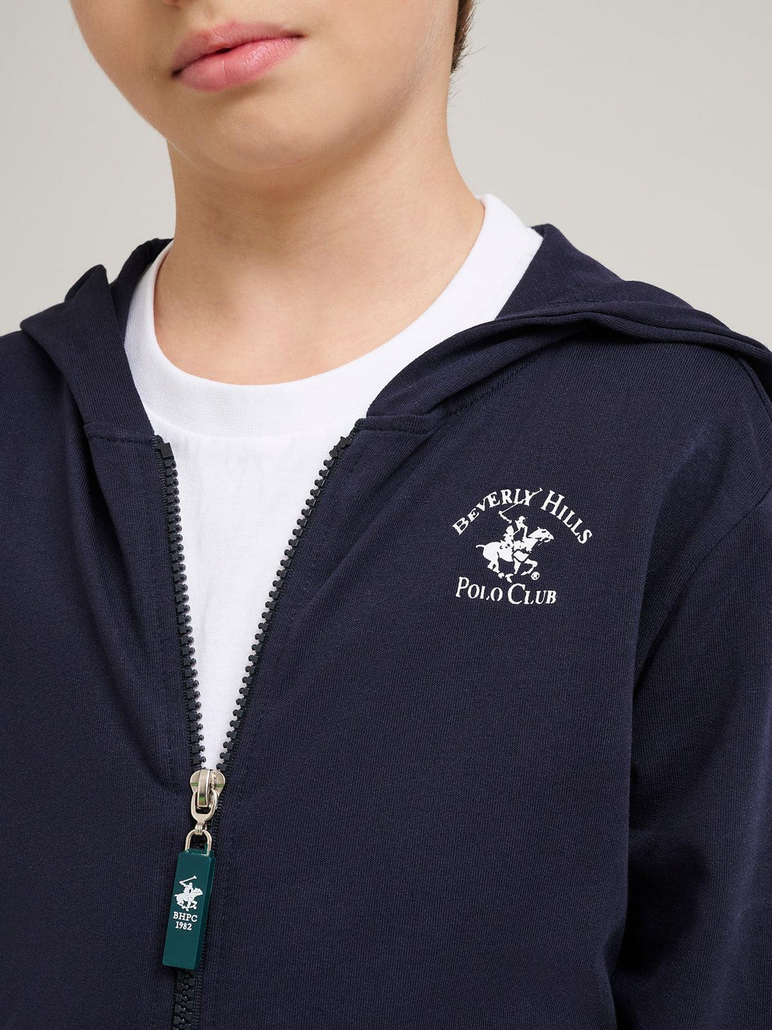 Beverly Hills Polo Club UK-SIGNATURE POLO PONY ZIP HOODIE NAVY