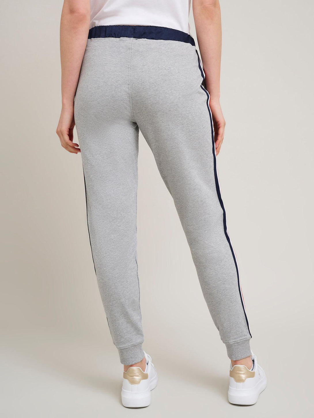 Beverly Hills Polo Club UK-SILKY WAISTBAND STRIPE JOGGERS HEATHER GREY