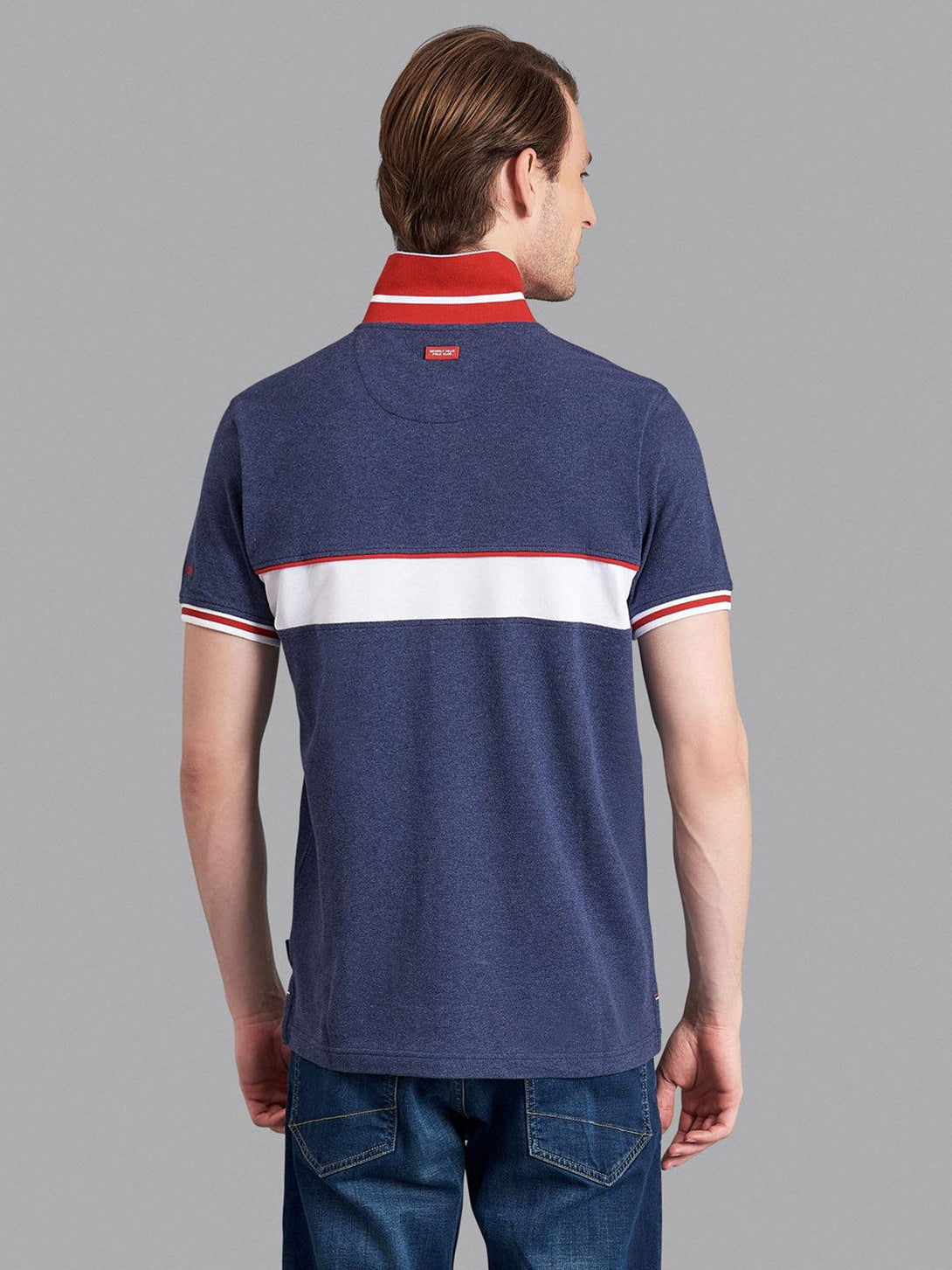 Beverly Hills Polo Club UK-SINCE 82 CONTRAST STRIPE POLO SHIRT TRUE NAVY