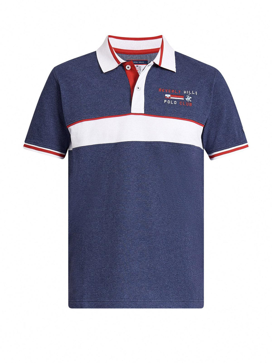 Beverly Hills Polo Club UK-SINCE 82 CONTRAST STRIPE POLO SHIRT TRUE NAVY