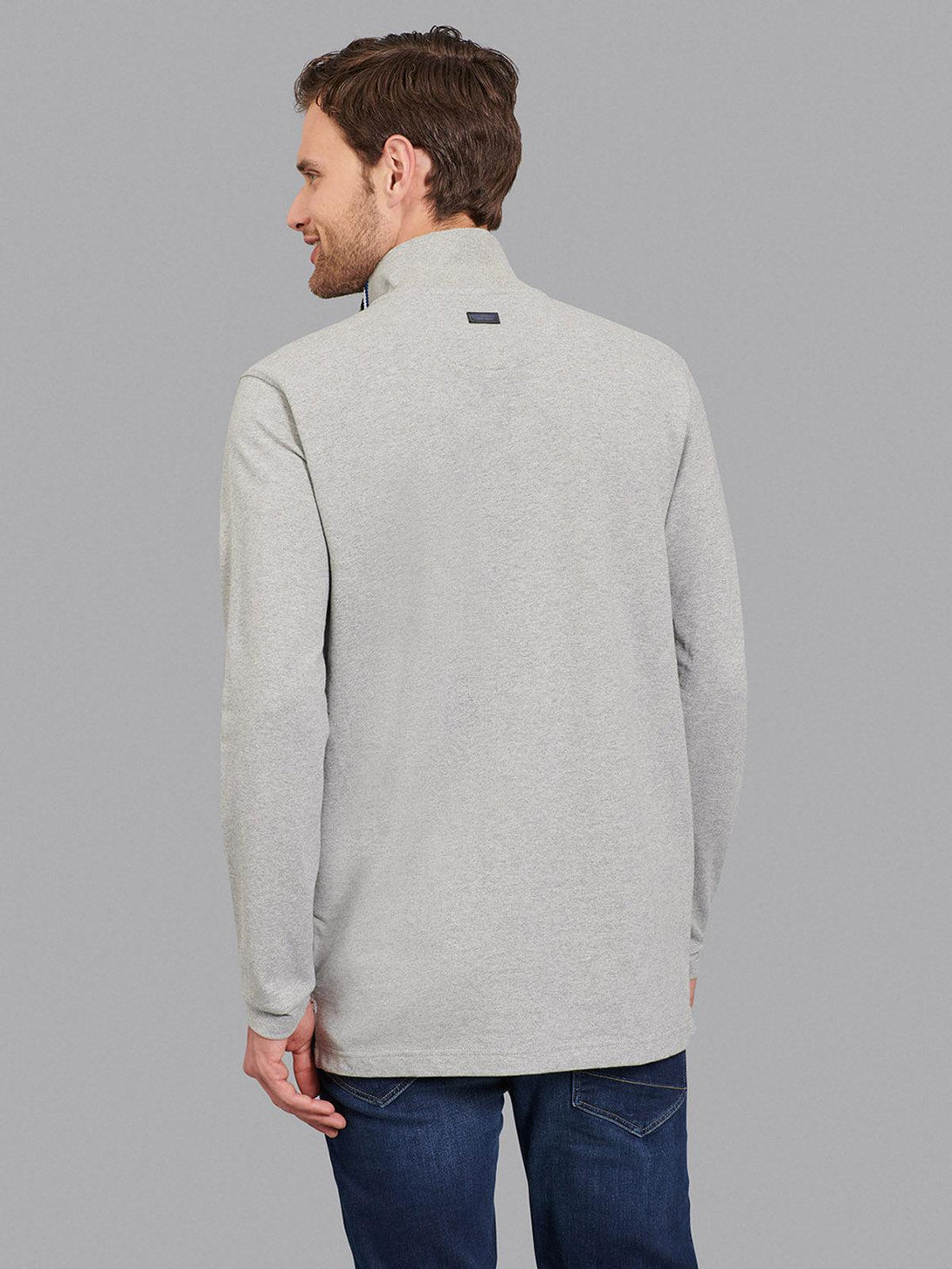 Beverly Hills Polo Club UK-SLASH FRONT LS POLO SHIRT HEATHER GREY