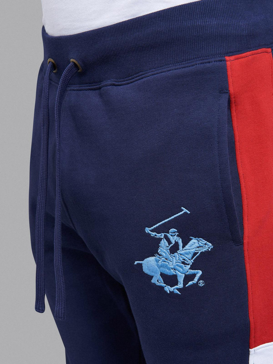 Beverly Hills Polo Club UK-SLIM FIT FLAG PANEL JOGGERS TRUE NAVY