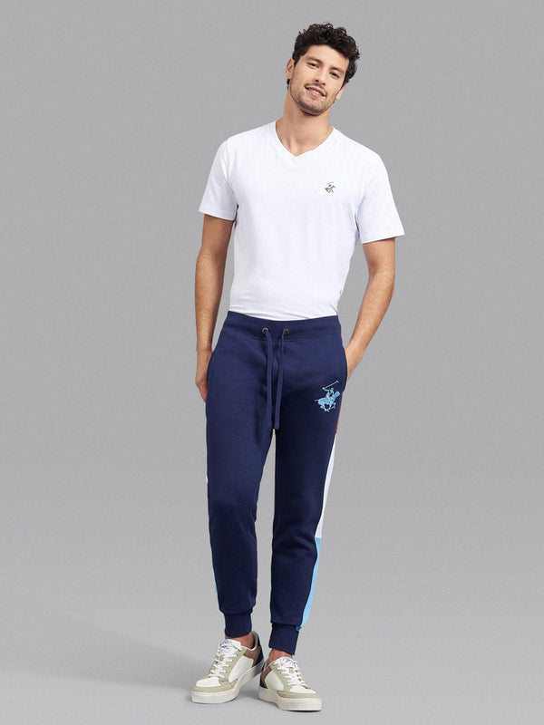 Beverly Hills Polo Club UK-SLIM FIT FLAG PANEL JOGGERS TRUE NAVY