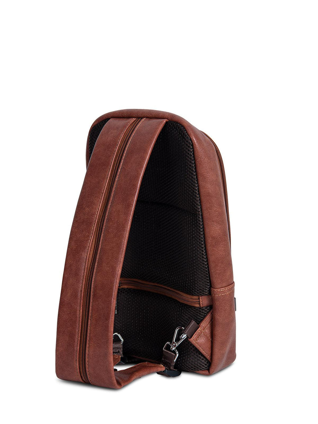 Beverly Hills Polo Club UK-SLING LEATHER LOOK BACKPACK BROWN