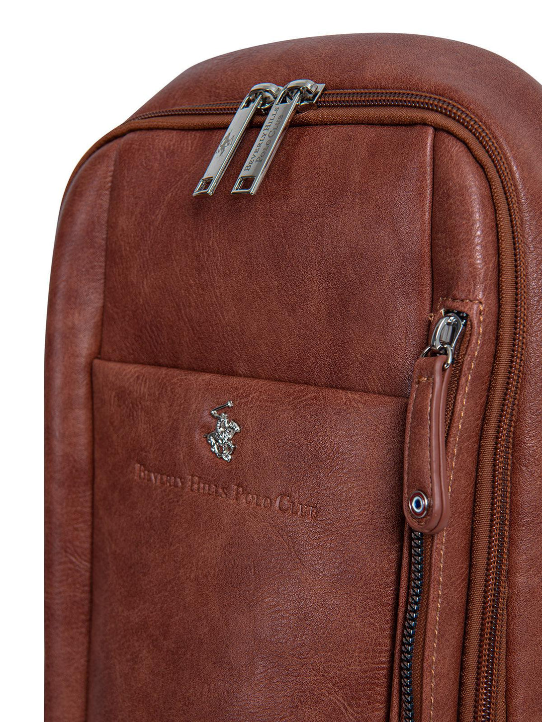 Beverly Hills Polo Club UK-SLING LEATHER LOOK BACKPACK BROWN