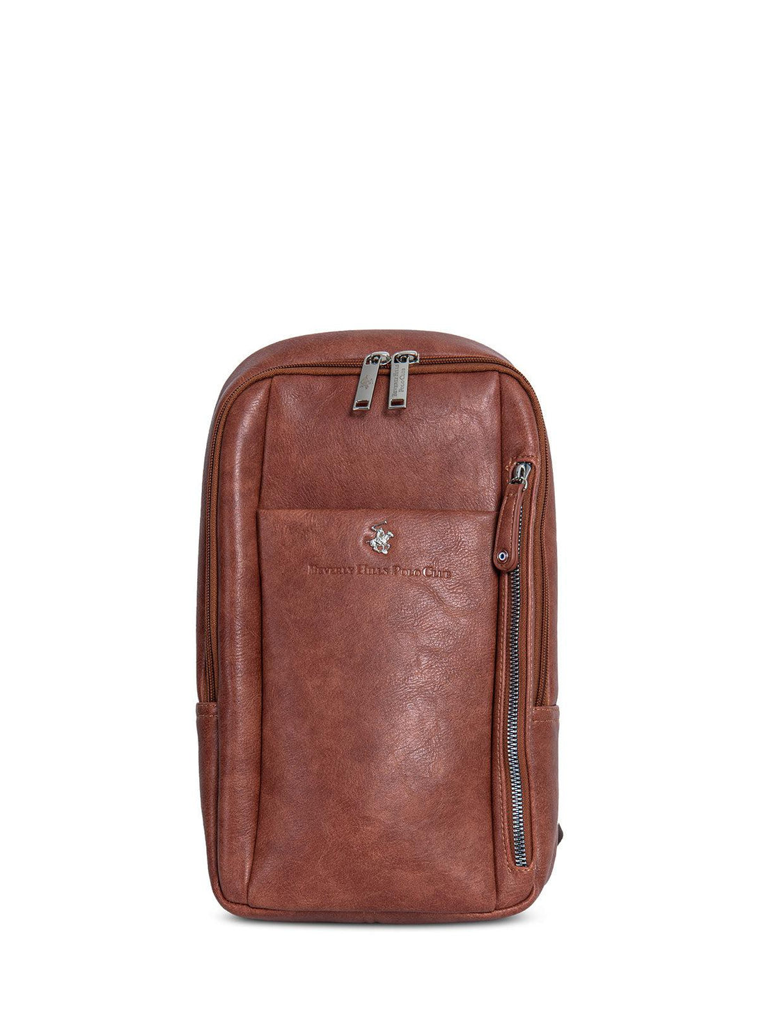 Beverly Hills Polo Club UK-SLING LEATHER LOOK BACKPACK BROWN