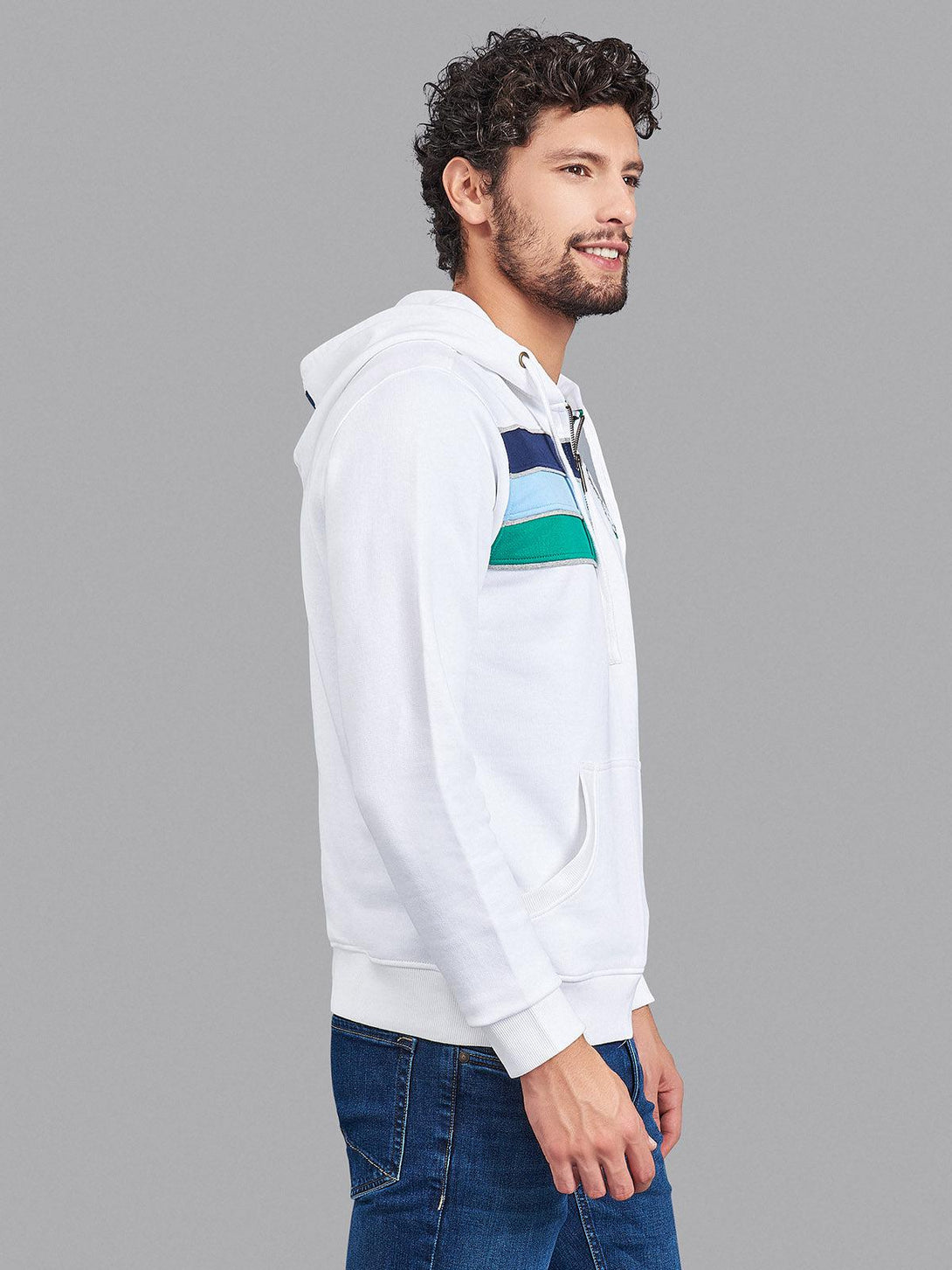 Beverly Hills Polo Club UK-STANDARD EQUIPMENT 1/4 ZIP HOODIE WHITE