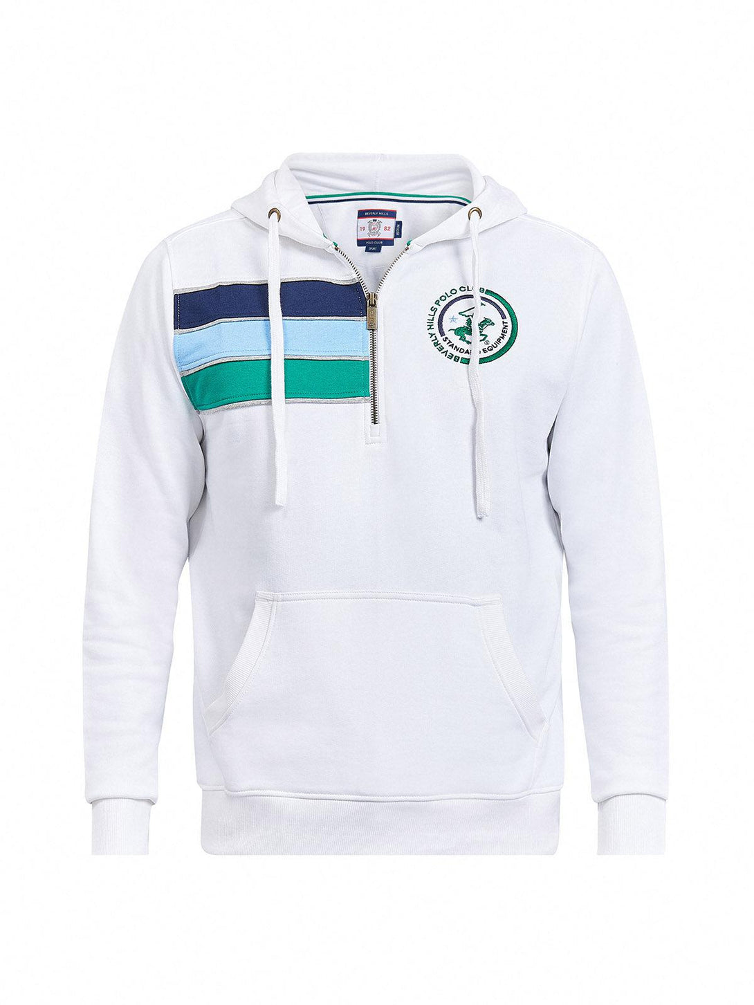 Beverly Hills Polo Club UK-STANDARD EQUIPMENT 1/4 ZIP HOODIE WHITE