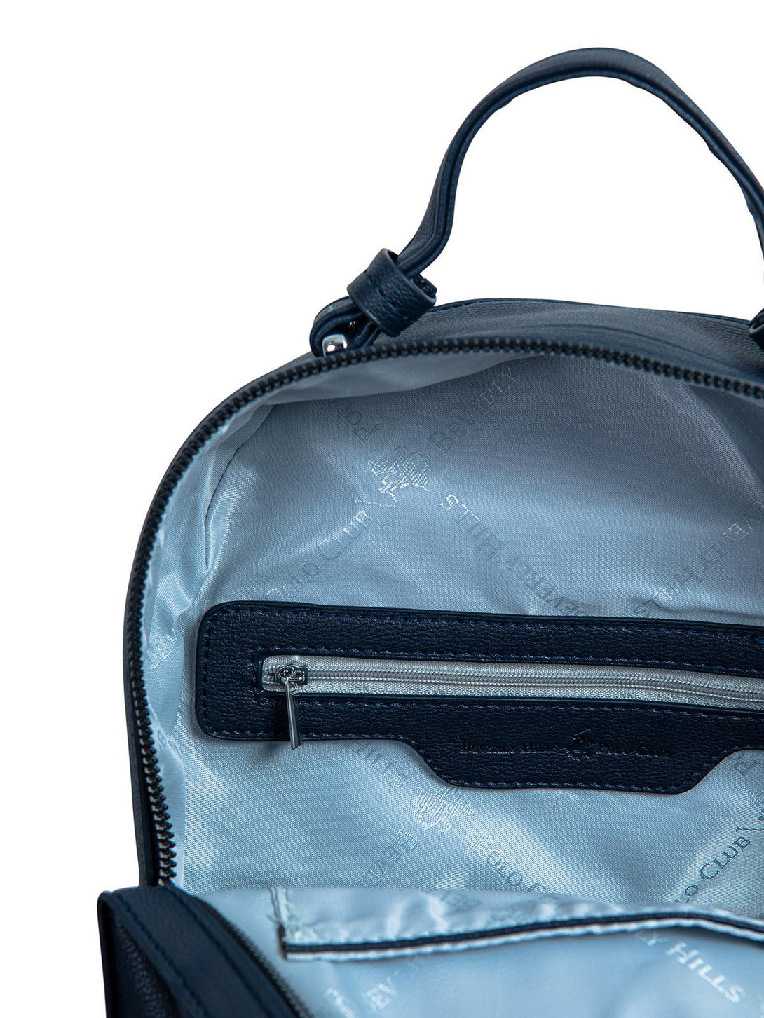 Beverly Hills Polo Club UK-STUDDED LEATHER LOOK BACKPACK NAVY