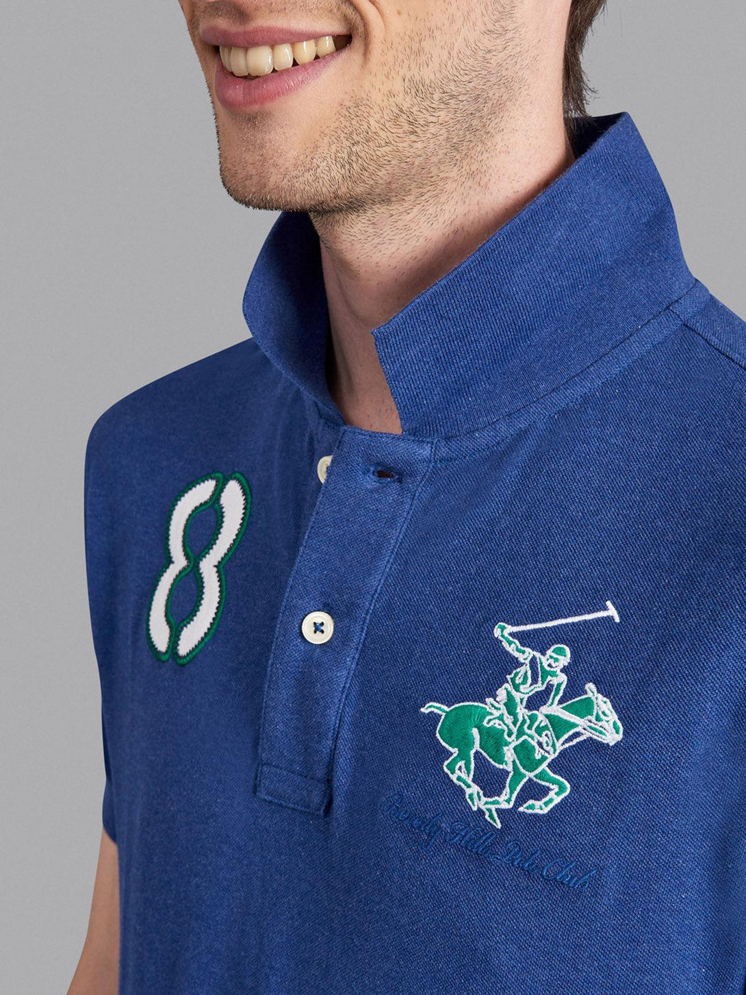 Beverly Hills Polo Club UK-TEAM SIGNATURE LARGE PONY POLO SHIRT BALTIC BLUE