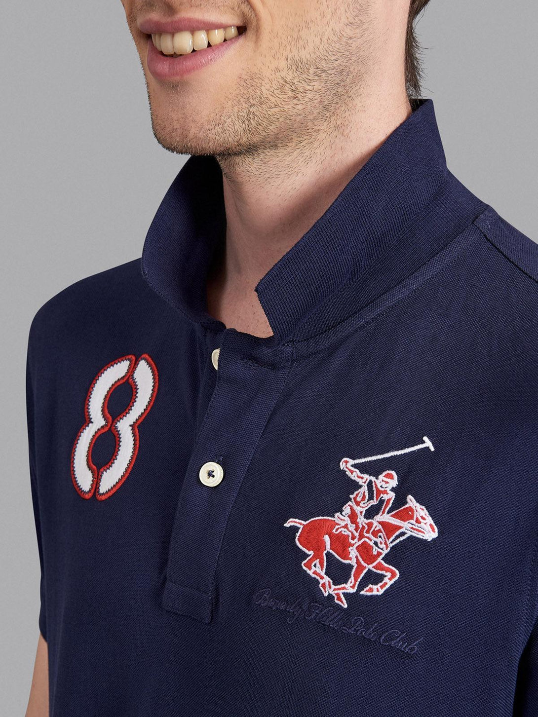 Beverly Hills Polo Club UK-TEAM SIGNATURE LARGE PONY POLO SHIRT TRUE NAVY