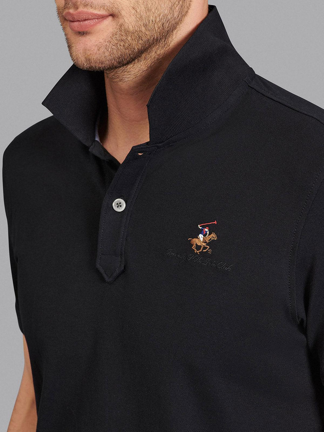 Beverly Hills Polo Club UK-TEAM SLEEVE SIGNATURE PONY POLO SHIRT BLACK