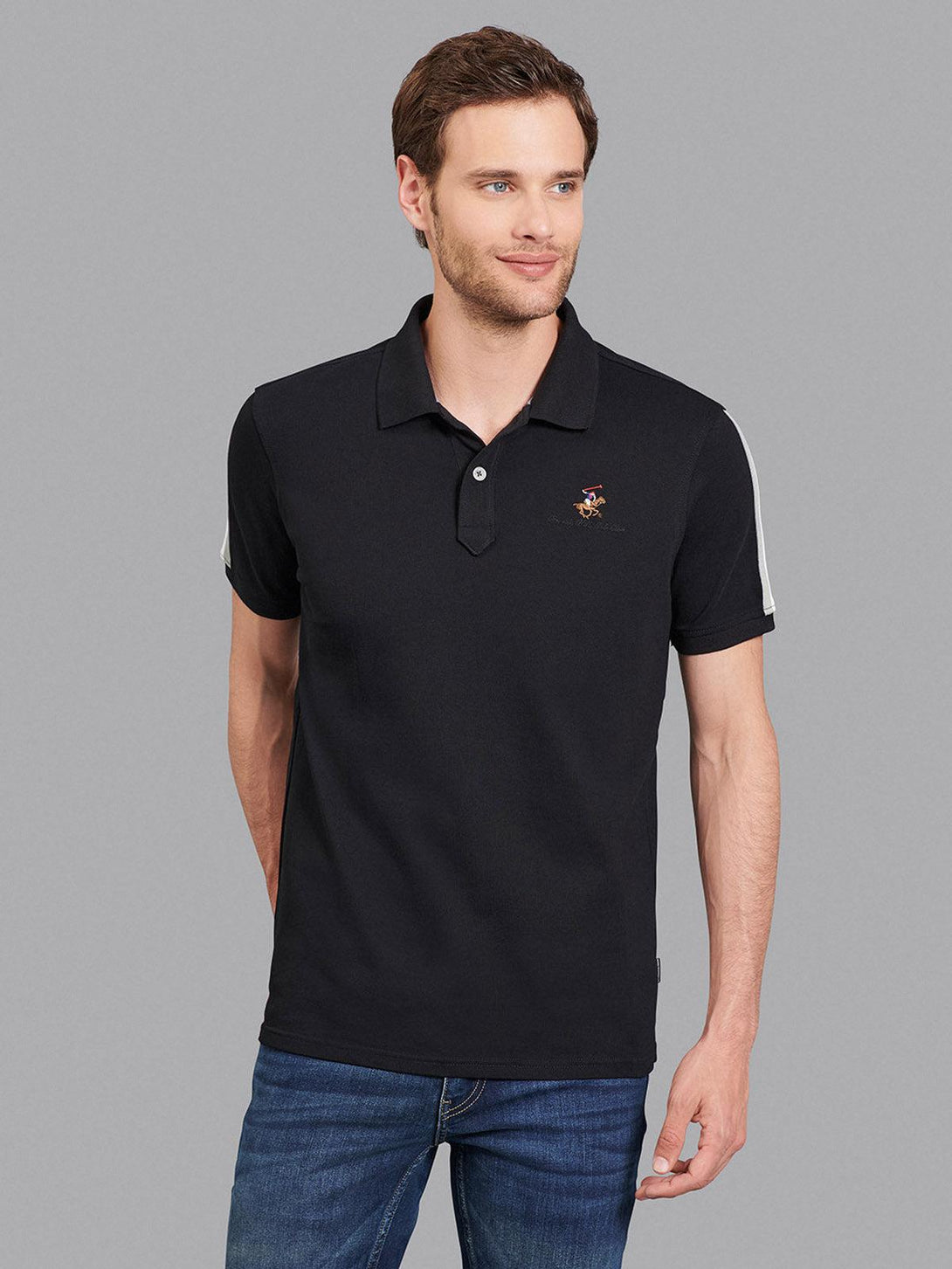 Beverly Hills Polo Club UK-TEAM SLEEVE SIGNATURE PONY POLO SHIRT BLACK