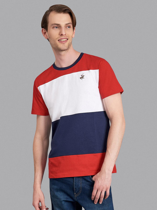 Beverly Hills Polo Club UK-TEAM STRIPE SIGNATURE POLO PONY T-SHIRT AA RED