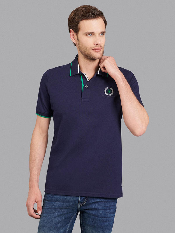 Beverly Hills Polo Club UK-TEAM TIPPED WREATH LOGO POLO SHIRT TRUE NAVY