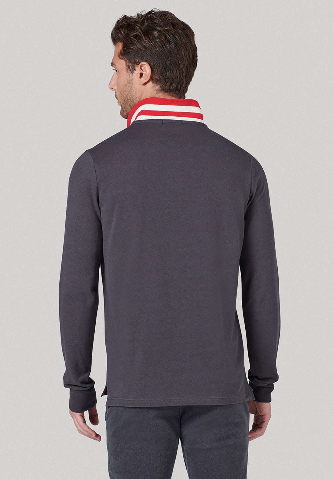 Beverly Hills Polo Club UK-TIPPED COLLAR ESSENTIAL LOGO LS POLO SHIRT LEAD