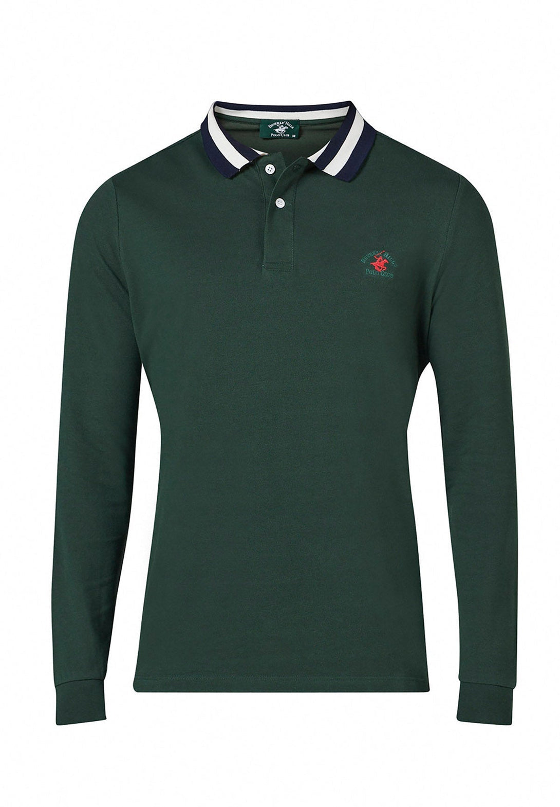 Beverly Hills Polo Club UK-TIPPED COLLAR ESSENTIAL LOGO LS POLO SHIRT MUSK