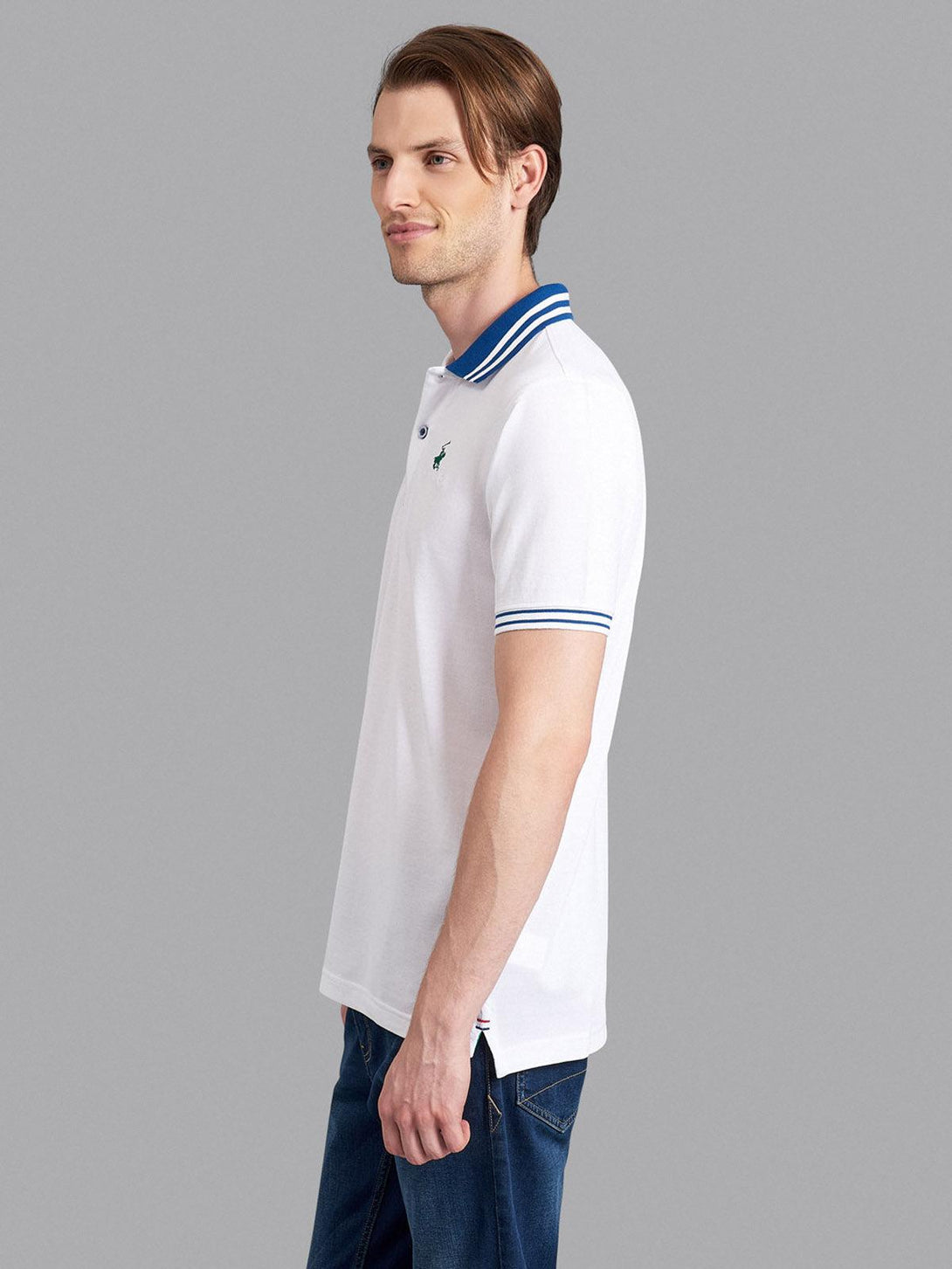 Beverly Hills Polo Club UK-TIPPED SPLIT COLLAR SIGNATURE POLO SHIRT WHITE