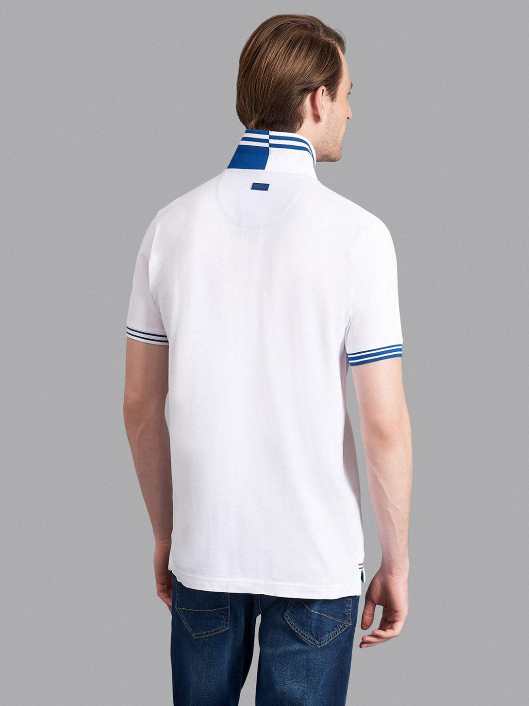 Beverly Hills Polo Club UK-TIPPED SPLIT COLLAR SIGNATURE POLO SHIRT WHITE