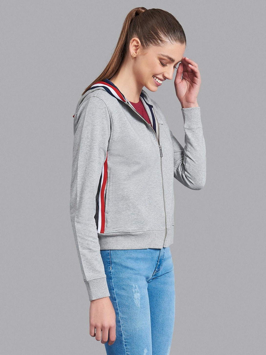 Beverly Hills Polo Club UK-TIPPED ZIP HOODIE HEATHER GREY