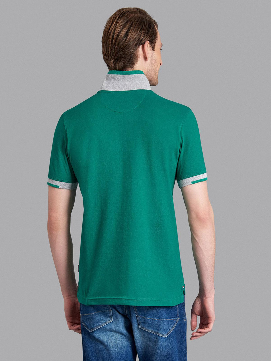 Beverly Hills Polo Club UK-TRIMMED CONTRAST STRETCH COTTON SIGNATURE POLO SHIRT EMERALD