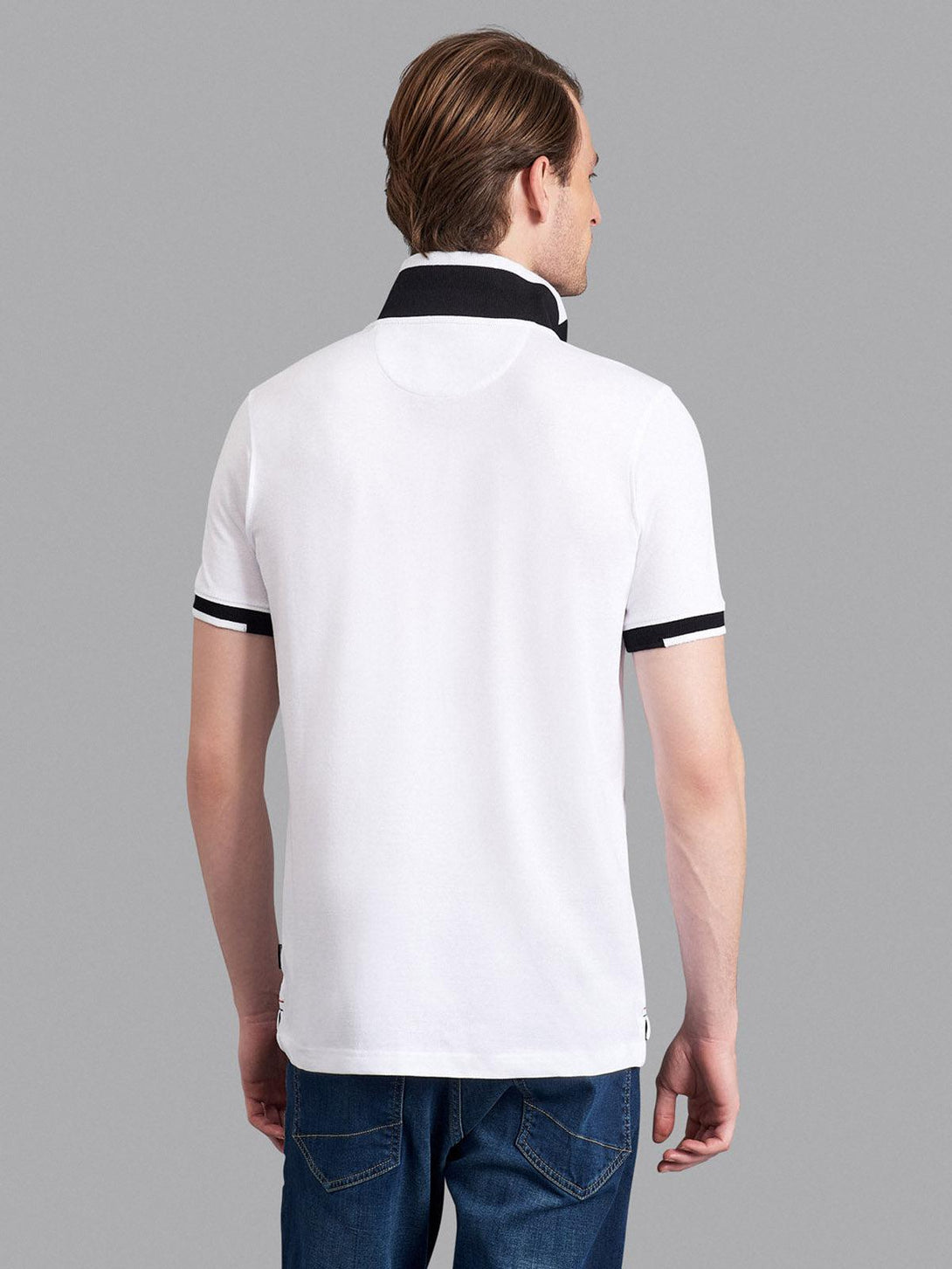 Beverly Hills Polo Club UK-TRIMMED CONTRAST STRETCH COTTON SIGNATURE POLO SHIRT WHITE