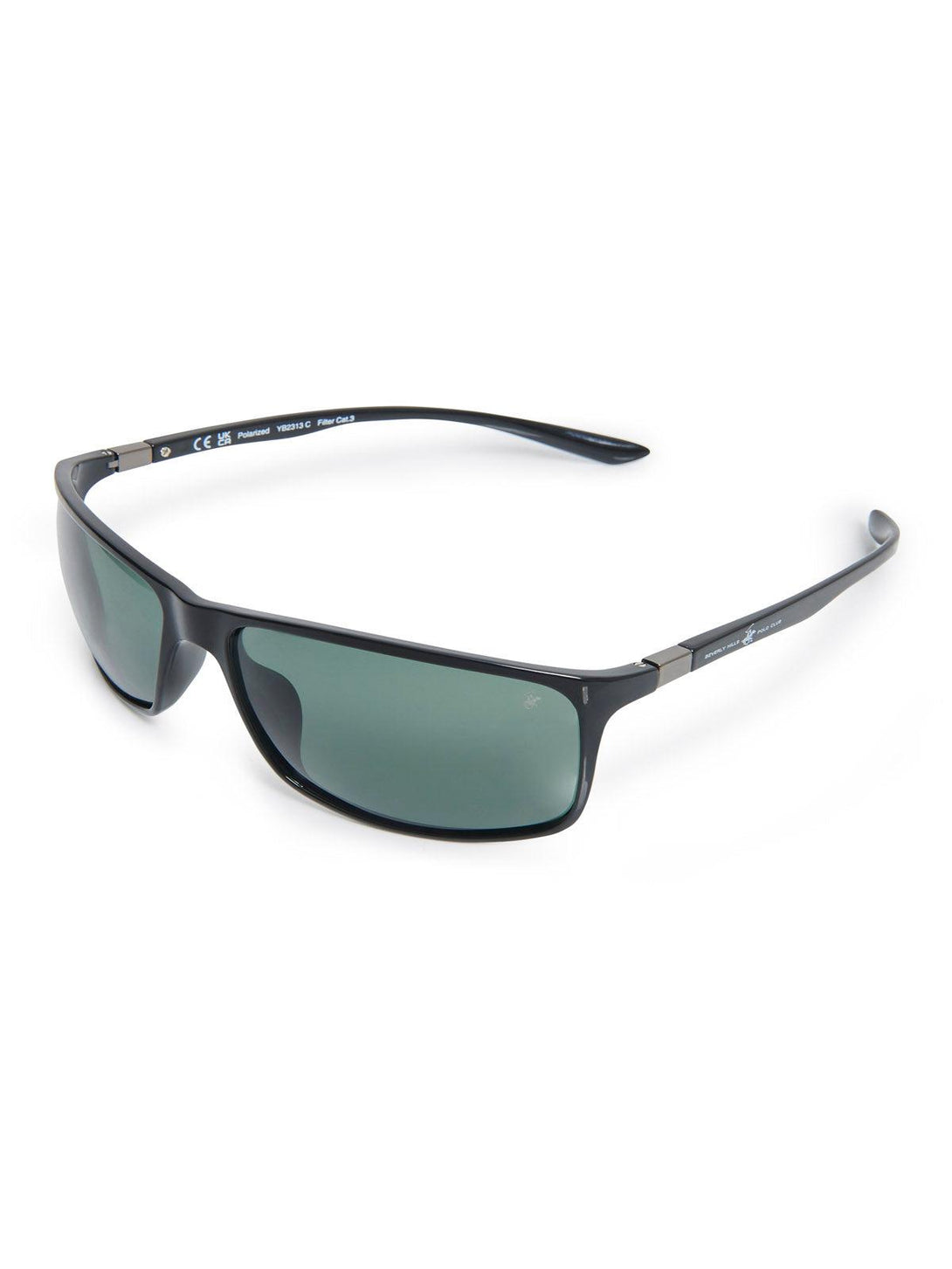 Beverly Hills Polo Club UK-ULTEM WRAP POLARISED SUNGLASSES BLACK GUN SOLID GREEN