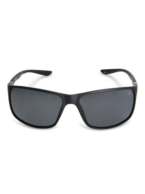 Beverly Hills Polo Club UK-ULTEM WRAP POLARISED SUNGLASSES MATT BLACK SOLID GREY