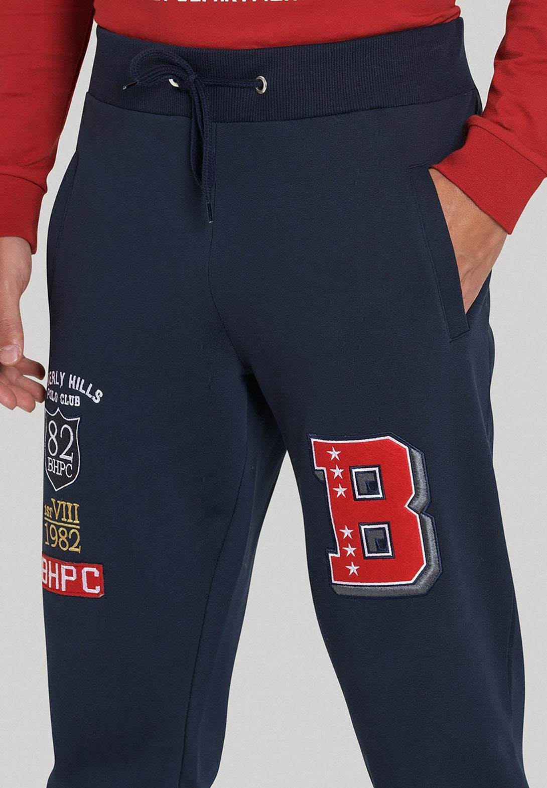 Beverly Hills Polo Club UK-VARSITY BADGE JOGGERS NAVY