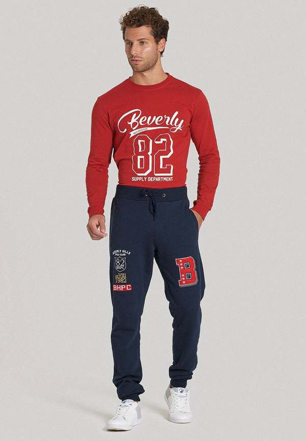 Beverly Hills Polo Club UK-VARSITY BADGE JOGGERS NAVY