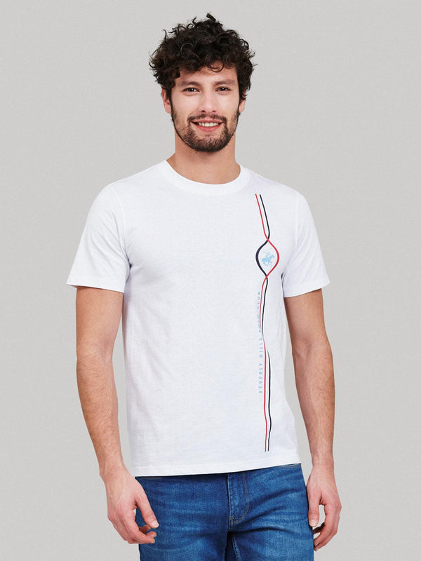 Beverly Hills Polo Club UK-VERTICAL TEAM LINES T-SHIRT WHITE