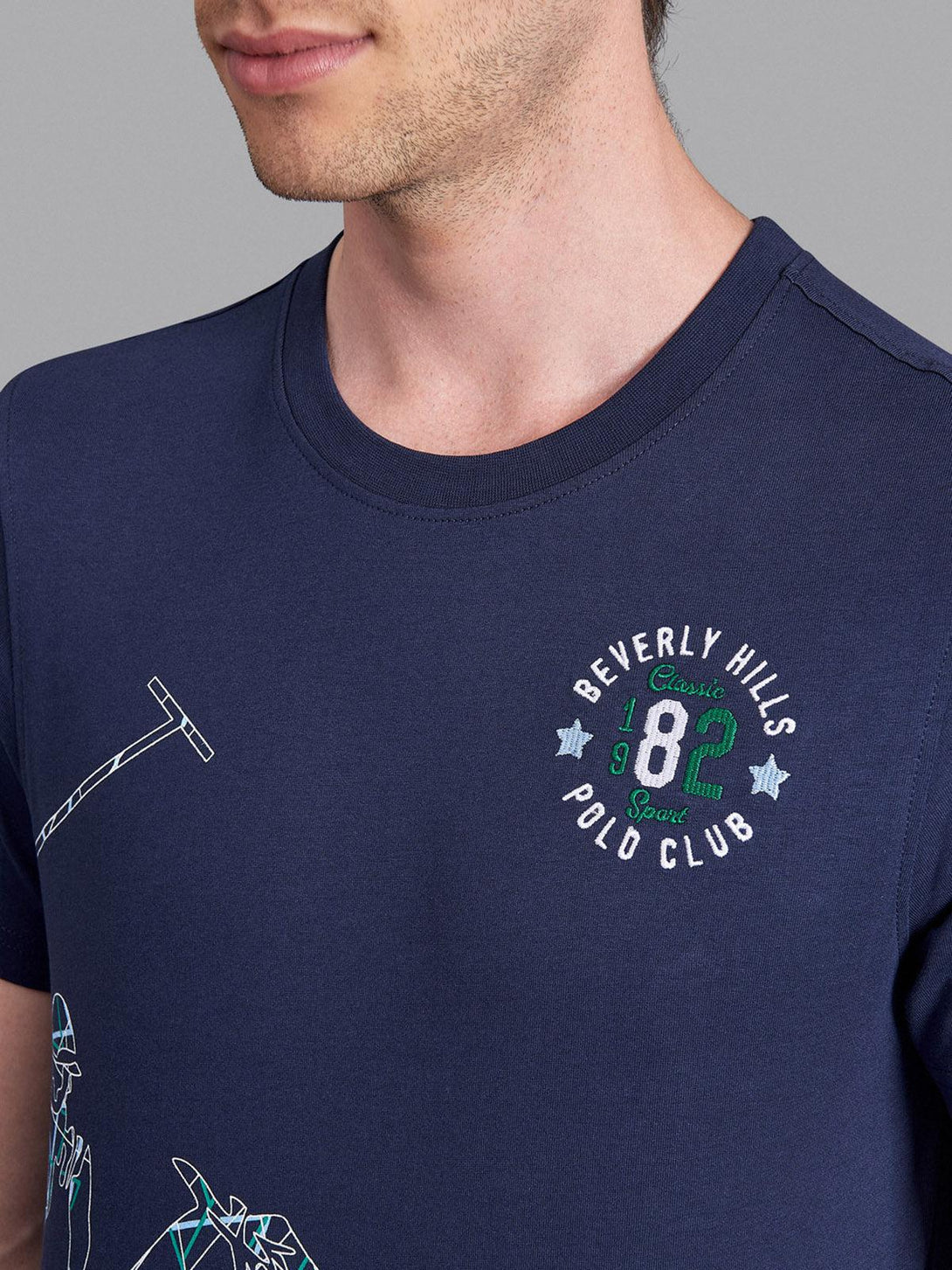 Beverly Hills Polo Club UK-WIREFRAME POLO PONY T-SHIRT TRUE NAVY