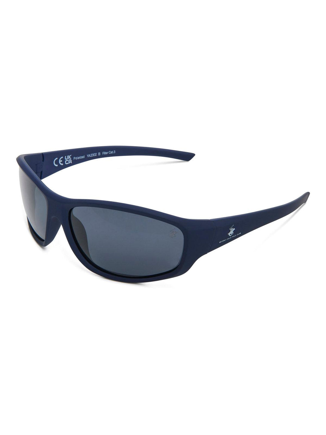 Beverly Hills Polo Club UK-WRAP AROUND POLARISED SUNGLASSES NAVY SOLID SMOKE