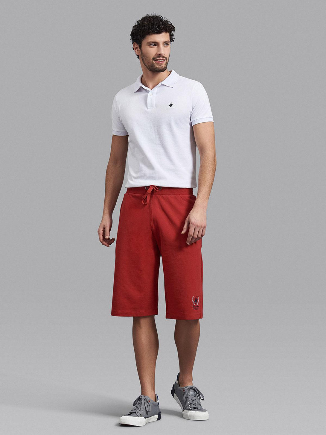 Beverly Hills Polo Club UK-WREATH LOGO FLEECE SHORTS AA RED