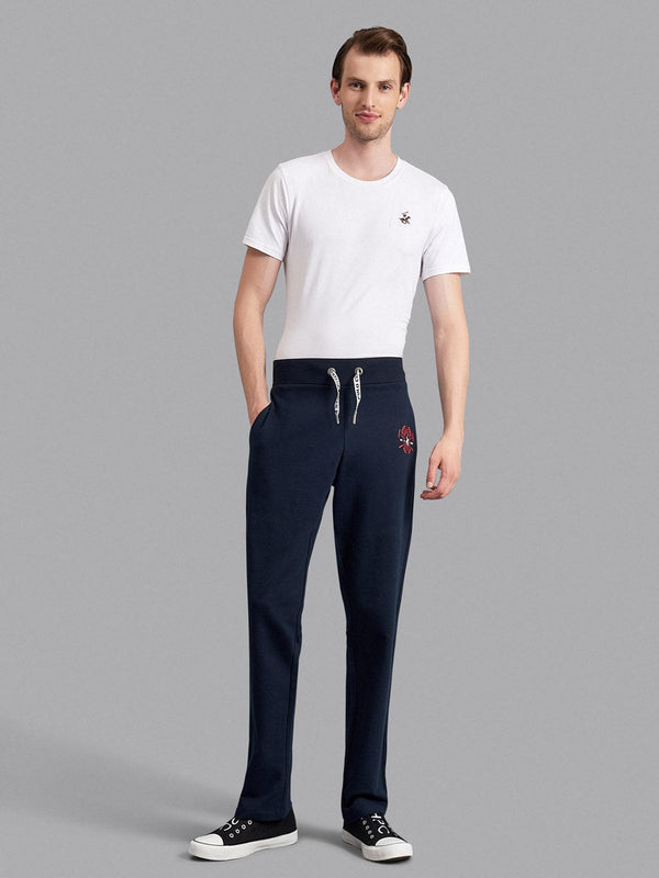 Beverly Hills Polo Club UK-WREATH LOGO OPEN HEM SWEATPANTS TRUE NAVY